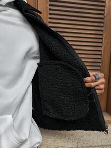 AXEPEAK 男士时尚百搭休闲保暖背心，秋冬季 - 黑色 - 查看 6