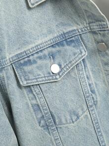 Manfinity Hypemode Men's Casual Street Style Blue Denim Long Sleeve Jacket - Light Wash - View 6