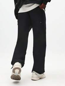 SUMWON 溜冰者宽松阔腿运动裤，下摆系带，休闲街头慢跑裤 - 黑色 - 查看 2