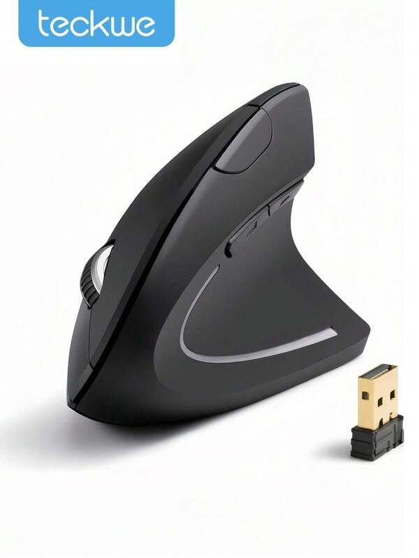 Teckwe 2.4G Wireless Vertical Ergonomic Optical Mouse, 800 / 1200 /1600 DPI, 6 Buttons, Quiet Clicks