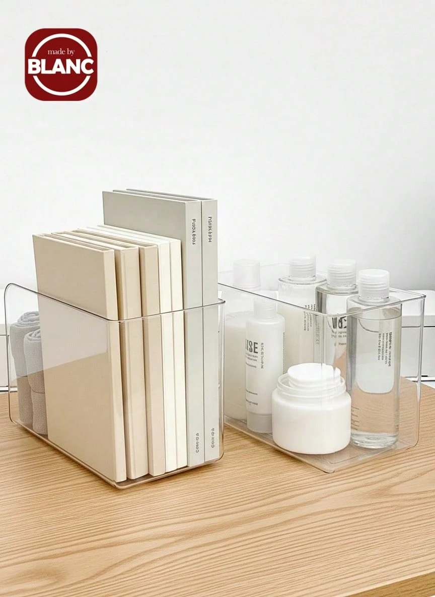 Madebyblanc Transparent Acrylic Book Stand, Desktop Book File Storage Divider, Shelf Holder For Student Desk And Office Organizer Back To School - Clear - View 1