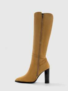 CUCCOO BIZCHIC Women's Pointed Toe Fashionable Versatile Commuting High Heel Boots - Camel - View 9