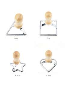 Madebyblanc 1pc Round Dumpling Mold, Wooden Handle Dough Press Mold For Kitchen