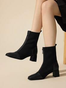 CUCCOO BASICS CUCCOO Women's Pointed Toe Tall/Mid-Calf Fashion Boots For Daily Wear - Black - View 9
