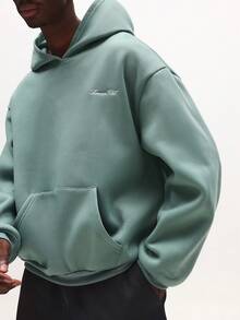 SUMWON 男士鼠尾草绿色连帽衫和运动裤套装休闲冬季街头家居服配套运动服 - 綠色 - 查看 5