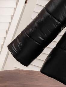 Young Girl Fashionable Thick Hooded Waist Cinching Jacket, Suitable For Daily Casual Wear In Autumn And Winter