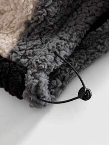 ROMWE MEN Street Life Men's Contrast Color Patchwork Loose Fit Long Sleeve Jacket - Black - View 4