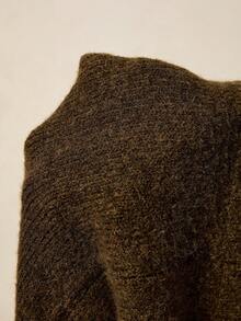 SoleilVie 女式咖啡棕色圆领灯笼袖羊毛混纺针织套头衫 - 咖啡棕 - 查看 7