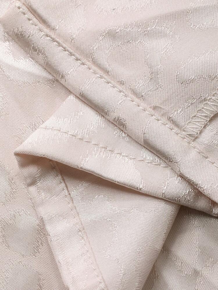 Satin Leopard Jacquard Letter Decor Loose Short Sleeve Shirt Style Women Sleepwear