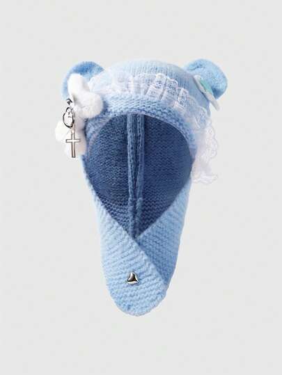 Goth 1 Stück Strassstein-Strickmütze im Street-Style, warme gestrickte Mütze für Herbst/Winter Alltagsmode, modischer Hut für Frauen