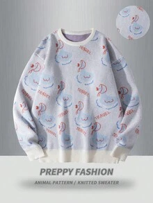 Manfinity Roghcode Men's Casual Everyday Cartoon Pattern Crew Neck Sweater, Autumn/Winter - Multicolor - View 2