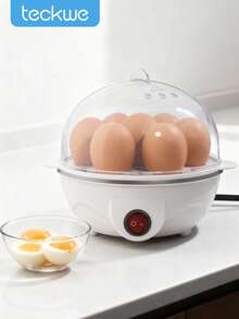 Teckwe Rapid Egg Cooker, 7 Egg Capacity Electric Egg Cooker For Hard Boiled Eggs, Poached Eggs, Scrambled Eggs, Or Omelets With Auto Shut Off Feature-EU Plug