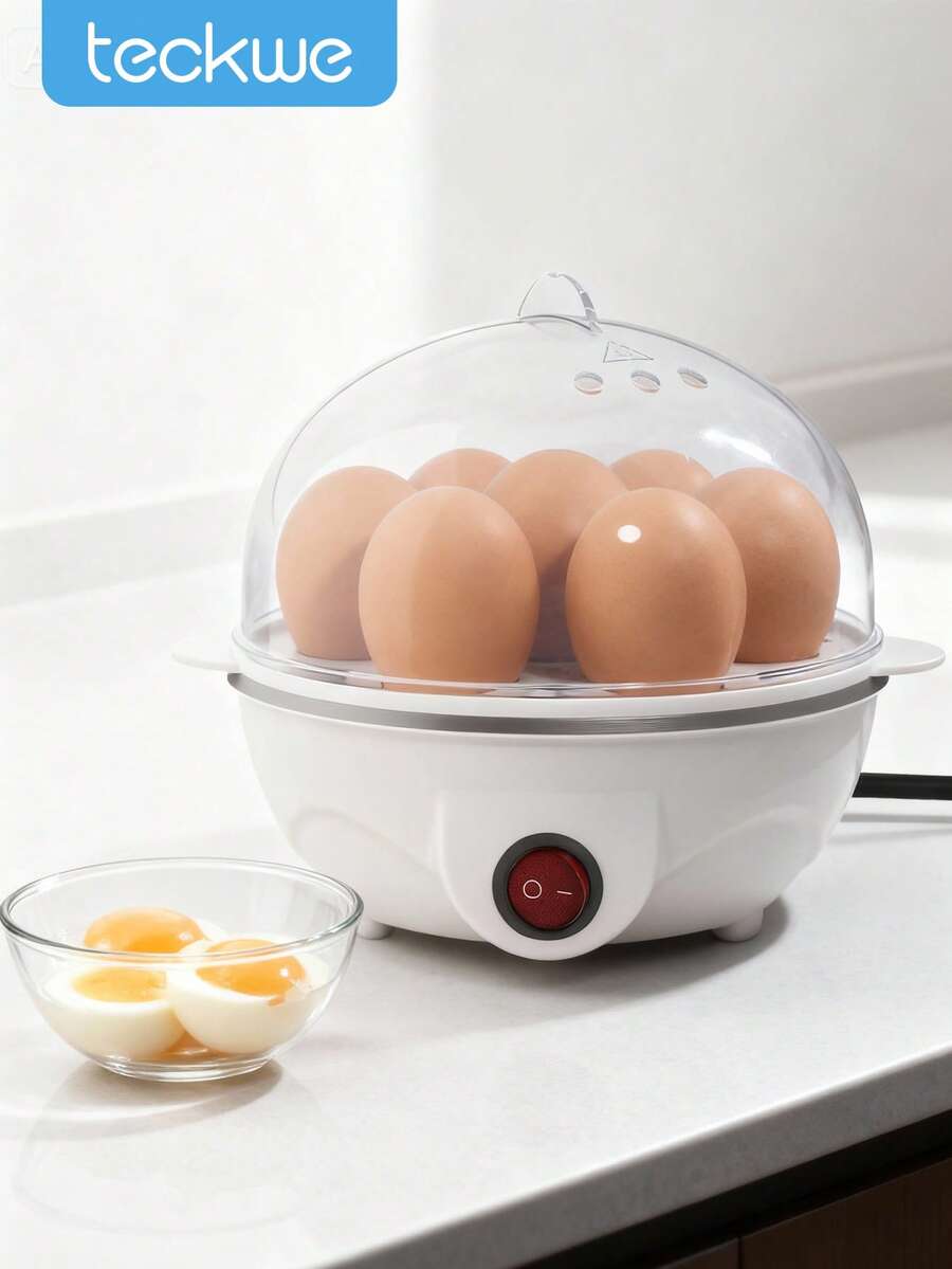 Teckwe Rapid Egg Cooker, 7 Egg Capacity Electric Egg Cooker For Hard Boiled Eggs, Poached Eggs, Scrambled Eggs, Or Omelets With Auto Shut Off Feature-EU Plug
