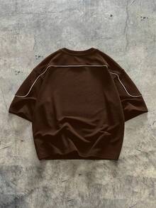 AXEPEAK Men's Knit Casual Loose Fit Short Sleeve T-Shirt - Brown - View 2