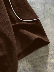 AXEPEAK Men's Knit Casual Loose Fit Short Sleeve T-Shirt - Brown - View 4