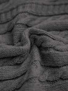 EMERY ROSE Waist-Cinched Long Slit Elegant Women Sweater Dress - Dark Grey - View 7