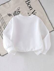 SHEIN 女童针织拼布长袖卫衣，蝴蝶结装饰，时尚设计，搭配纯色喇叭裤，复古舒适的秋季穿搭 - 紅色 - 查看 6