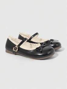 ROMWE Kawaii 棕色乐福鞋，包头玛丽珍鞋，蝴蝶结洛丽塔芭蕾平底鞋，女士 - 黑色 - 查看 3