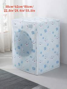 1PC Floral Washing Machine Cover - Universal Top Load Washer Dust Protector With Easy-Clean Fabric, Decorative Flower Pattern Appliance Cover For Laundry Room, Home Decor, Pet Hair & Dust Proof (Fits Most Brands) - Blue floral - View 4