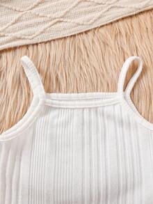 SHEIN Playful Pals 女婴秋冬三件套：翻领工装外套、纯色背心和长裤，适合户外日常穿着。女婴冬季套装，女婴紫色套装，女婴服装，紫色两件套冬季毛绒服装 - 彩色 - 查看 4