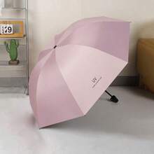 1把手动折叠防紫外线伞，8片全天候伞面，防晒遮阳伞，纯色商务三折伞，黑色涂层防紫外线伞，防水伞，旅行伞，设计优雅，防水性能强，适合雨天使用，礼品伞，返校用品 - 彩色 - 查看 6