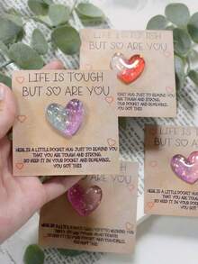 1pc Heartfelt Resin Pocket  With Inspirational Cards - Perfect For Birthdays, Weddings, Valentine's Day & More - Thoughtful Mini Gift With Encouragement Greeting Pocket  Cards- Perfect Gift For Friends, Family, And Guests - Multicolor - View 3