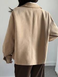 DAZY Women's Casual Loose Fit Turndown Collar Jacket, Autumn/Winter Women Coats - Khaki - View 2