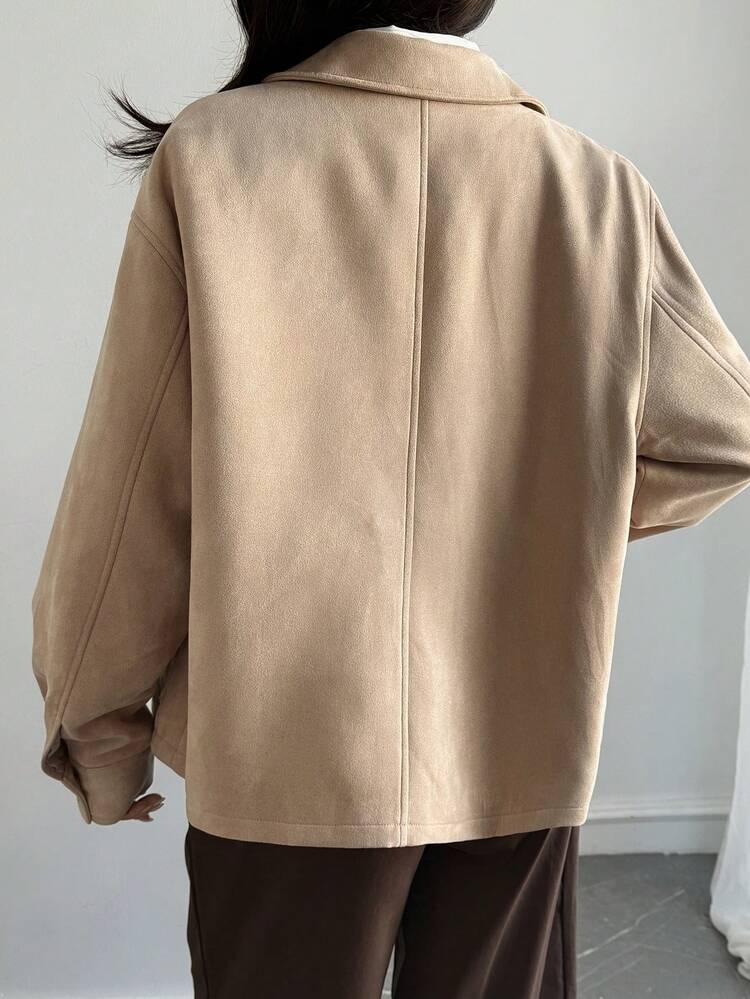 Women's Casual Loose Fit Turndown Collar Jacket, Autumn/Winter Women Coats