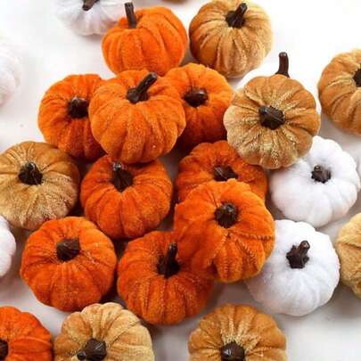 6 miếng vải nhung giả trang trí bí ngô, đồ trang trí bí ngô mùa thu cho gia đình, các loại bí ngô nhung giả, đồ trang trí bàn mùa thu nhân tạo, Lễ tạ ơn có thể tái sử dụng, đồ trang trí giữa bàn mùa thu, bí ngô thủ công bằng nhung, thích hợp cho trang trí Lễ tạ ơn mùa thu tại nhà nông trại, đồ trang trí giữa bàn, đồ trang trí Halloween, đồ trang trí Giáng sinh