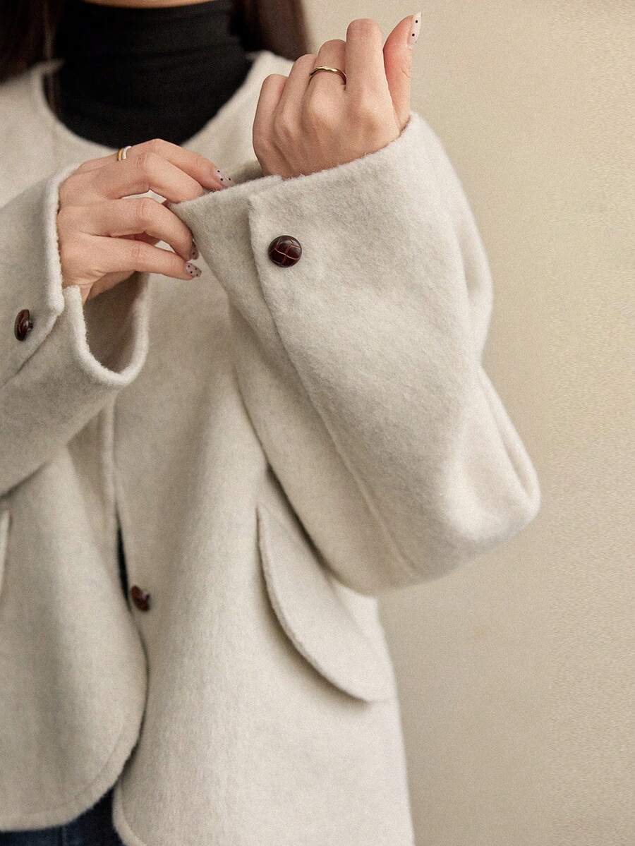 Dazy-Less Women's Loose Business Casual Commuter Elegant Short Thick Jacket, Regular Overcoat For Autumn & Winter