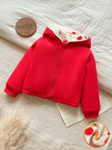 Vintaside Kids 女童樱桃毛绒衬里拉链连帽二合一夹克，可双面穿，多穿，冬季外套 - 彩色 - 查看 5