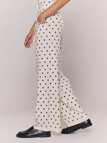 MUSERA Quần ống rộng phối dây rút đan chấm bi chỉ dành cho dịp Giáng sinh, đi chơi, mùa thu, mùa thu, đêm hẹn hò, mùa đông, ấm cúng - Màu be - Xem 3