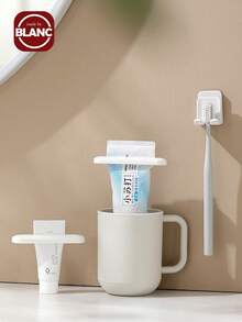 Madebyblanc 2 件手动护手霜分配器、洗面奶、牙膏挤压器，日式新款休闲创意牙膏架，适用于浴室、简约设计、化妆、便宜、房间装饰、梳妆台、旅行、卧室、化妆配件 - 白色 - 查看 2