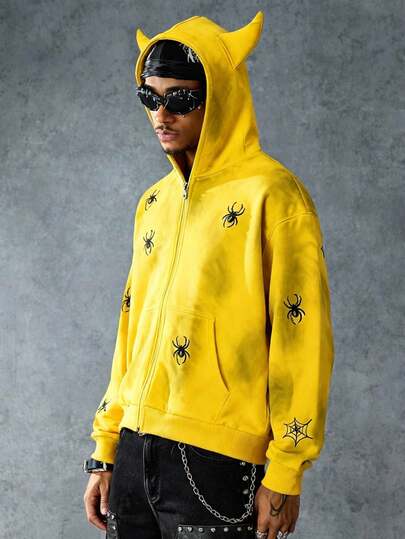 Street Life Sudadera con estampado de araña y antenas para hombre