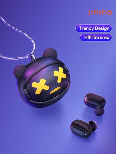 JMMO Wireless Earphones Fun With Changeable Faces Stress Relief,Tereo Sound High Quality, Smart Noise Canceling, Type-C For IOS & Android, And Laptops For Working From Home