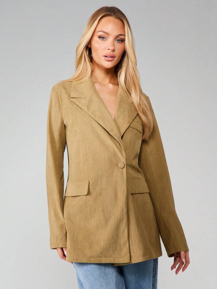 MISSGUIDED Blazer ajusté en velours côtelé unicolore pour femmes
