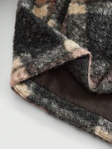 ROMWE MEN Prep Men's Fashionable Casual Plaid Long Sleeve Overcoat