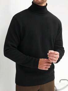 Manfinity CityGents 男士纯色休闲保暖高领毛衣，秋冬季，长袖上衣，保暖内衬