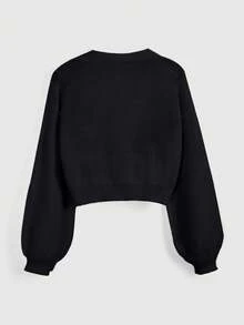 ROMWE Áo khoác cardigan thêu họa tiết Bohemian Hippie Cottagecore dành cho nữ - màu đen - Xem 3