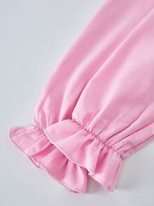 Vestido plisado de bloque de color elegante para niña preadolescente - Rosa - Ver 4