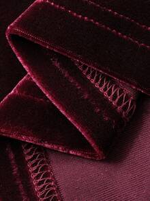 DAZY Women's Velvet Tie Design Pajama Set, Autumn/Winter - Burgundy - View 9