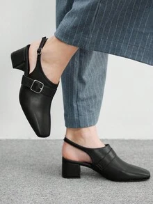 CUCCOO BIZCHIC Damskie czółenka na wysokim obcasie z klamrą, modne, do noszenia na co dzień - Czarne - Zobacz 3