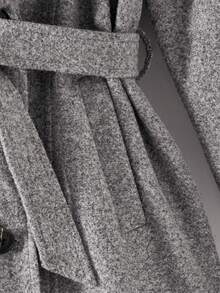 SHEIN Abrigo elegante y refinado para niñas preadolescentes, estilo largo ajustado con cintura esponjosa de patchwork, adecuado para ir al trabajo y actividades al aire libre, abrigo de moda de alta gama con jacquard lujoso