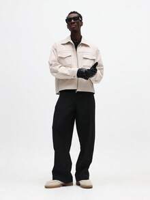 SUMWON Quần ống rộng may đo có chi tiết xếp ly cho trang phục công sở thường ngày chuyên nghiệp - màu đen - Xem 5