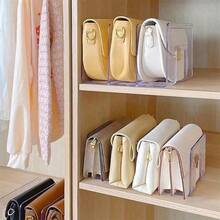 4PCS Clear Wardrobe Bag Storage Tote Purse Bag Divider Removable Cabinet Rack, Wardrobe Suitable For Bedroom Bathroom Office Practical Book Divider L Shape Storage Rack, Space Saving Storage Rack, Car Organizer Storage Bins Drawer Organizer, For Clothing Wardrobe Storage Closet Dividers Closet Dividers Sweater Sock Pants Jeans Underwear - transparent - View 4