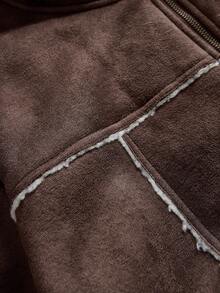 ROMWE MEN Street Life Áo khoác nam dài tay, dày dặn, dáng rộng, có mũ, kiểu dáng thường ngày, thích hợp cho mùa thu/đông. - màu nâu - Xem 6