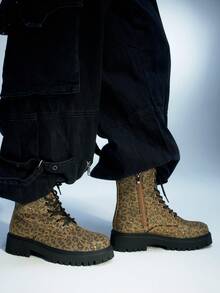 Sugerpunk Giày bốt nữ thời trang đế dày họa tiết da báo đính đá, thích hợp để mang hàng ngày - Nhiều màu - Xem 6