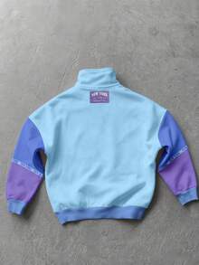 INAWLY sweat-shirt ample à manches longues avec fermeture éclair partielle, imprimé de lettres, style décontracté pour femmes. Idéal pour l'automne et la rentrée scolaire - Multicolore - Voir 4