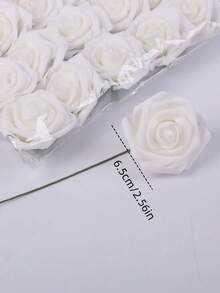 25Pcs/Bag Artificial Flowers Real Looking Foam Fake Roses With Stems For DIY Wedding Bouquets Bridal Shower Centerpieces Arrangements Party Tables Decorations(No Box, Packaged In OPP Bag) - White - View 2