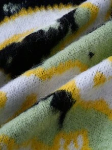 ROMWE MEN Street Life Áo len nam dệt jacquard dáng rộng, tay dài. - màu xanh lá - Xem 7